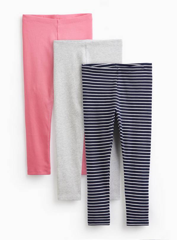 Glossy Pop Stripe Leggings 3 Pack 11 years
